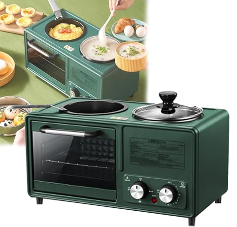 Estación de desayuno 4 en 1, máquina de desayuno multifuncional (8L), horno + sartén + vaporera + cocina, sartén antiadherente, extraíble + fácil de limpiar,A