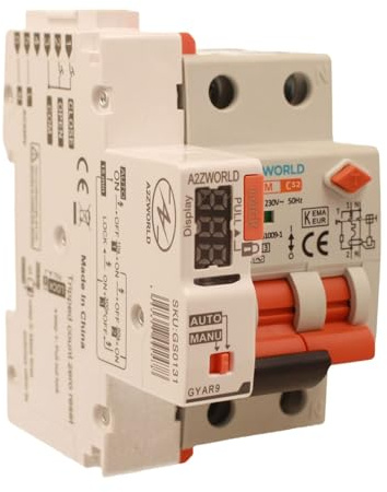 Interruttore Magnetotermico Differenziale Con Riarmo Automatico, RCBO Tipo AC Curva C, Idn 30mA / 0.03A, In 25A, 1P+N 6kA, 3 Moduli, con 3 Tentativi di Riarmo (10s/60s/300s)
