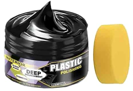 Limpiador de tablero de coches,Acabado brillante con recubrimiento,50ml pasta de tablero con esponja | para tapicería, paneles, puertas, parabrisas, vehículo