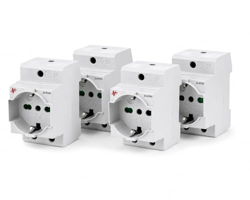 Kit de prises Schuko modulaires DIN TS35 professionnelles, 16 A, 230 V, prises universelles P40 pour tableau électrique, compatibles prises Schuko et italiennes, fixation à vis, IP20 (4)
