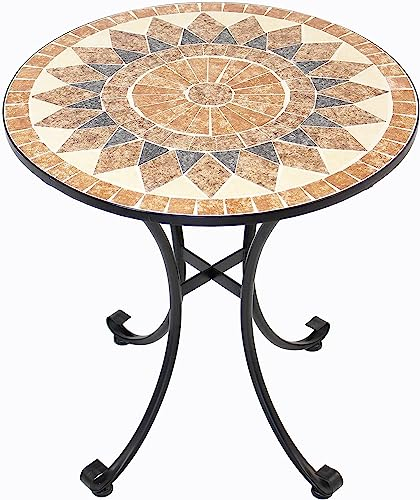 FRANK FLECHTWAREN Tisch Mosaik mit Metallgestell, rund Ø70 x 76 cm Höhe dazu passend separat zu bestellen Klappstuhl Mosaik Best.Nr. B004TGZMNG