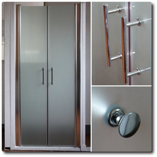 i-flair 140cm - Verstellbereich von 138-143cm, Satinierte Duschabtrennung, Duschtür mit 6mm Sicherheitsglas, Edelstahlgriffe