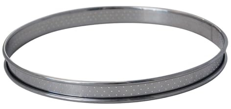 DE BUYER Cirkulär rostfritt stål rund perforerad tårtring med rullade kanter, rostfritt stål, silver, diameter 10 cm