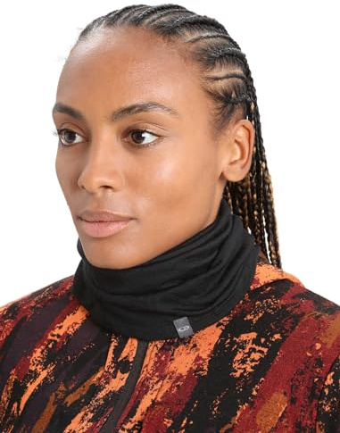 Icebreaker Merino Flexi Chute Ski Neck Gaiter For Women, Men, 100% Merino Wool - Comfortable, Versatile Neck Warmer Buff And Snowboard Face Mask - Breathable, Warm Gaiters For Adults - Black