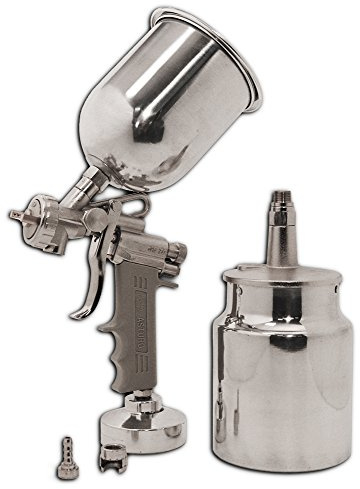 Asturo GE70025 Manuelle Airbrush oben und unten mit niedrigem Druck mit zwei Behältern aus Aluminium GE700, Silber/Grau