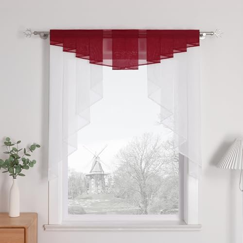 HongYa 1 Stück Raffrollo, transparent, Gardinenstange, Plissee, bunt, dreieckig, Fenstervorhang, Wohnzimmer, Küche, Schlafzimmer, dekorativ und modern, Boredaux, H/L 145/120 cm
