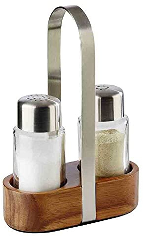APS 40435 Menage WOOD, 11,5 x 5,5 cm, Höhe 17 cm, Set bestehen aus: Salz- und Pfefferstreuer, Ständer