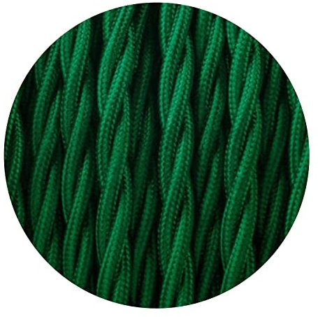 5 Meter, 3-adrig, gedreht, dunkelgrün, italienisches Vintage-Design, 0,75 mm, geflochtenes Gewebe, flexibles Kabel für UK-Beleuchtung, Kabel (3-adrig, gedreht, dunkelgrün)