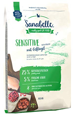 Sanabelle Sensitive mit Geflügel | Katzentrockenfutter für ernährungssensible Katzen | 1 x 10 kg