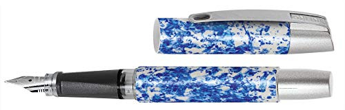 ONLINE 61403/3D Füller Campus Look Splash Blue I Soft Touch Griffstück I Iridiumfeder M I Gratis: Kombipatrone blau
