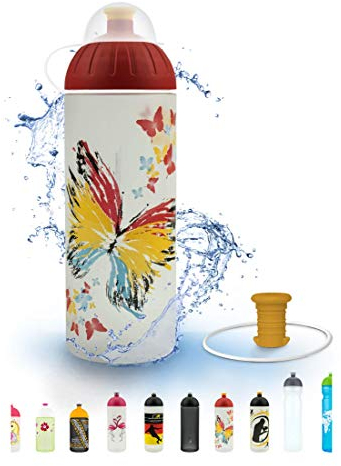 FreeWater Trinkflasche, 700ml, Schmetterling: schadstofffrei, spülmaschinengeeignet, auslaufsicher, langlebig