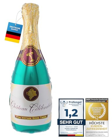 Champagner-Flasche Heliumballon 110x45cm Luftballon Helium-Ballon Sylvester-Deko Party-Dekoration