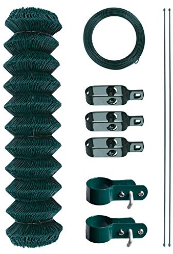 ESTEXO Maschendrahtzaun Gartenzaun Zaun-Set Drahtzaun Viereckgeflecht Maschendraht Grün Drahtgitter Drahtgeflecht Zaun 1,00 x 15 m