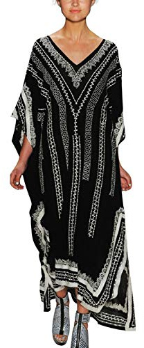 YOUKD Abito Estivo da Donna Lungo Caftano Maxi Bohemien Copricostume da Spiaggia Bikini Robe Loungewear Taglia Unica