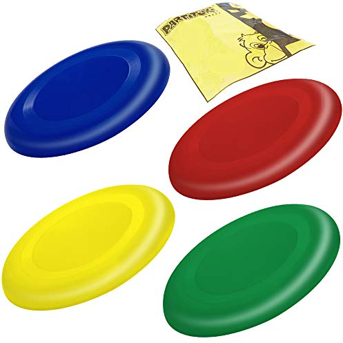 Partituki Packung mit 4 Frisbees für Kinder, Sehr Einfach zu Halten, Viel Sicherer als Standard-Frisbees, Flügelringe, Farben: Blau, Rot, Grün und Gelb.