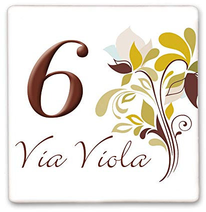 CreaTu Numero civico in Ceramica - Stilizzato - Personalizzato, Made in Italy (10 x 10 cm)