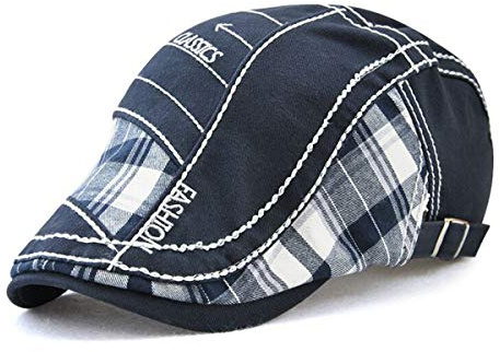 QICHEN Schiebermütze Unisex Mode Stickerei Flat Cap Ivy Schirmmützen Kappe (Blau)