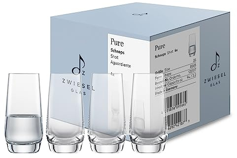 Zwiesel Glas Shotglas Pure (4-er Set), stilvolle Schnapsgläser für diverse Brände, spülmaschinenfeste Tritan®-Kristallgläser, Made in Germany (Art.-Nr. 122317)