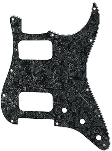 Musiclily Pro 11 Löcher HH ST Schlagbrett 2 Humbucker 4-lagig Black Pearl | Runde Ecke, für American Mexican Fender Standard Strat Style E-Gitarre