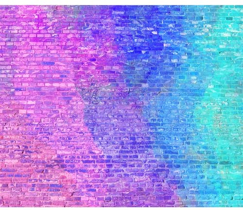 murando - Vlies Fototapete Steinwand 350x256cm - Foto Tapete Wohnzimmer Vliestapete XXL Motivtapeten Bildtapete 3d Effekt Wand Dekoration - Ziegeloptik Steine Stein bunt Neonfarben f-C-10035-a-a