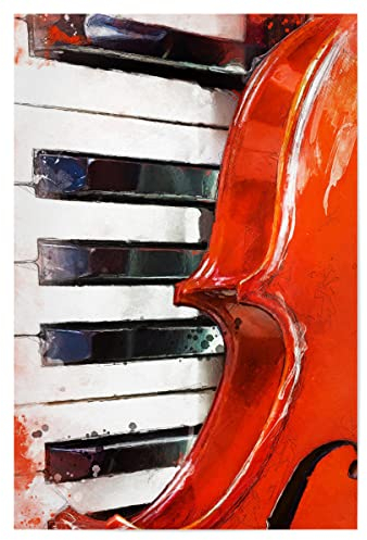 artboxONE Poster 45x30 cm Musik Klavier- und Geigenaquarell - Bild Geige Geige Instrument