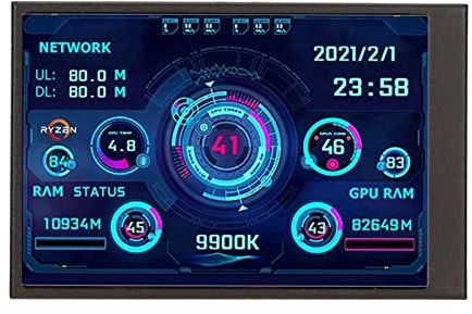 Dpofirs Computer Temperaturmonitor, PC Temperaturanzeige für PC, IPS USB Bildschirm, PC CPU RAM Datenmonitor, Computergehäuse Sekundärbildschirm, Nur für System