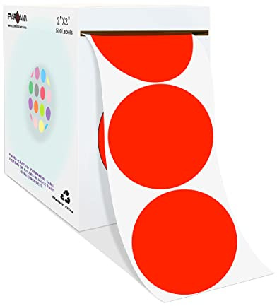 PARLAIM 2”Color Coding Labels Stickers,500PCS Round Adhesive Circle Dot Stickers for Inventory Fluorescent Red