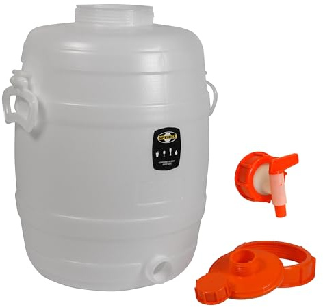 Lebensmittelechtes Getränkefass Mostfass Gärfass (30 Liter rund mit NW15 Auslaufhahn)