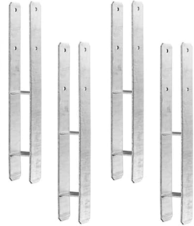 4 x Heunert H-Pfostenträger H-Anker Pfostenanker Set 4 Stück 91, 101, 121 oder 141 verzinkt mit CE Zeichen extra stark (4 Stück 121 x 800 x 6 mm)