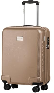 PUCCINI Polycarbonat Koffer Panama Hartschalenkoffer Trolley Leicht Reisekoffer mit Zwillingsrollen TSA-Kombinationsschloss M-L-XL (Champagnerfarben, XL)