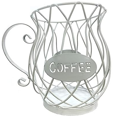 Cestello Portaoggetti Caffè in Metallo, Organizzatore Capsule e Tazza per Casa, Bar, Ristoranti e Sala (Bianco)