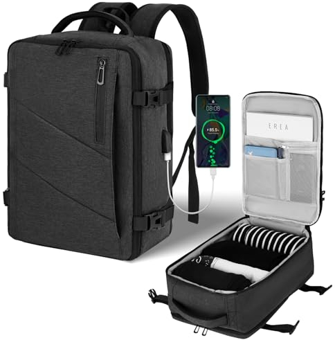 VOESLD Handgepäck 45x36x20 für Easyjet, Handgepäck Rucksack Dunkelgrau Business Rucksack Arbeitsrucksack Tagesrucksack Herren Damen Laptop Rucksack, Reiserucksack Handgepäck Flugzeug