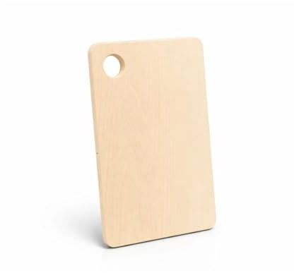 5er Set Frühstücksbrettchen Holz mit Loch 15x23x1,5 cm - Schneidebrett aus Buchenholz - Servierbrett - Holzschneidebrett - Vesperbrett Holzbrett für die Küche – Brotbrett - Frühstücksbrettchen