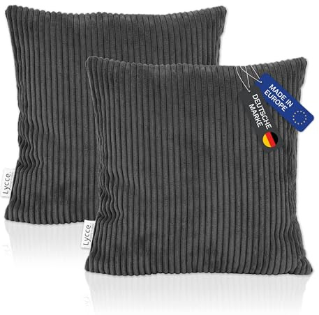Lycce Kissenbezug/Kissenhülle 2er Set Cordstoff d.grau (40 x 40 cm)