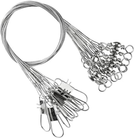 AMYSPORTS Freshwater Wire Fishing Leader Stainless Heavy Duty Wire Leader Fishing Saltwater Rigs Leaders Fishing Steel White Nickel #1 20lb 5.9in 50pcs