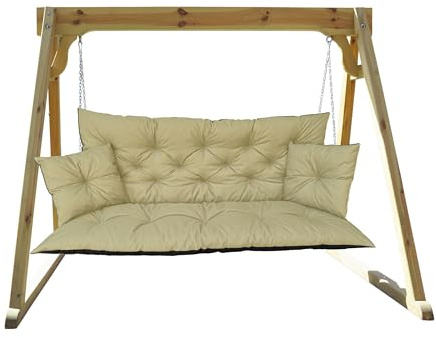 IN WOHO Hollywoodgunga dyna utomhus sittdyna trädgårdsbänkkudde vattenavvisande trädgårdsbänk sittdyna Bänkkudde sittdyna bänk pallkudde med 2 kuddar 180 x 60 x 50 beige