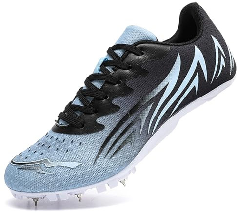 NGARY Zapatillas de Atletismo con 8 Clavos Hombre Zapatillas De Pista Y Campo Resistente Al Desgaste Antideslizantes para Sprint Running,Negro,38 EU