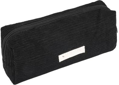 Federmäppchen Mädchen Mäppchen Organizer mit Reißverschluss Cord-Stoff Federtasche Schwarz Federmappe Jungen Stiftemäppchen Schulsachen Pencil Case Aesthetic Mäppchen Teenager Stiftetasche (Schwarz)