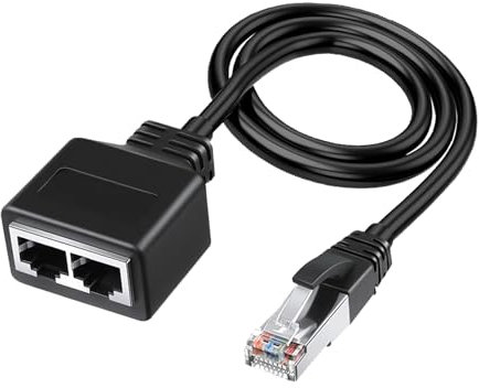 2Pcs RJ45 Ethernet Splitter 1 to 2 Network Adapter - High Speed Internet LAN Connector Switch 2 Port Male to Female Cable Socket Extender for Computers