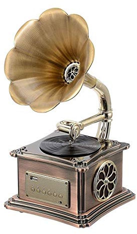 asdchZen Reproductor De Vinilo, Estilo Vintage, Retro, Clásico, con Forma De Fonógrafo, Altavoz Estéreo, Sistema De Sonido, Caja De Música, Unidad Flash USB, Gramófono