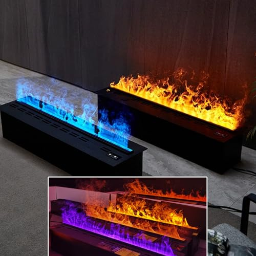 Chimenea de Vapor de Agua 3D, Chimenea de Vapor con Luces de Ambiente de 7 Colores, Control Táctil/remoto, Inserto de Chimenea Eléctrica, Gran Decoración para El Hogar, La Oficina, El Hotel, 180cm