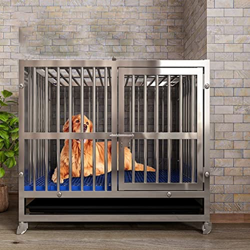 Hundebox, robuster Hundekäfig, stabile Schwarze Metallhütte mit Rädern und Tablett für kleine Hunde drinnen und draußen (78 cm L x 52 cm B x 72 cm H)