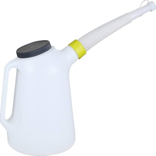 Satra Jarra medidora para Aceite y fluidos 2 LTS para Taller mecanico con Boquilla Flexible y Tapa, Gasolina, diésel, Aceite,liquidos,etc