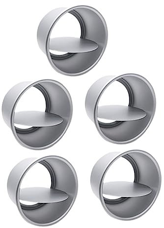 DINHEAROM Set 5 Mini Teglie Per Torte Rotonde 4 Pollici, Tortiere Profonde in Lega Di Alluminio Fondo Rimovibile, Per Cheesecake e Dolci Da Forno, Uso Domestico e Panetteria