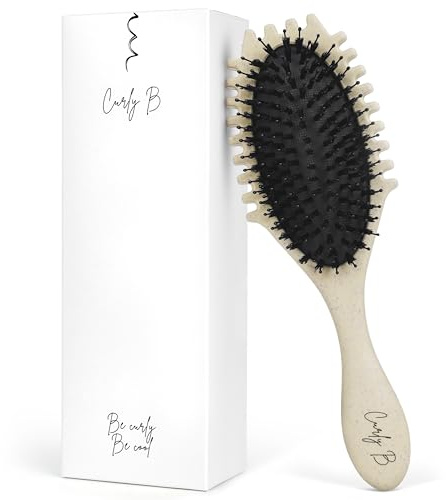 Curly B Spazzola Capelli Ricci Bounce Curl Styling - Manico ergonomico in plastica + setole in nylon, spazzola districante per capelli contro il crespo, adatta a tutti i tipi di mossi e ricci 2B-4C