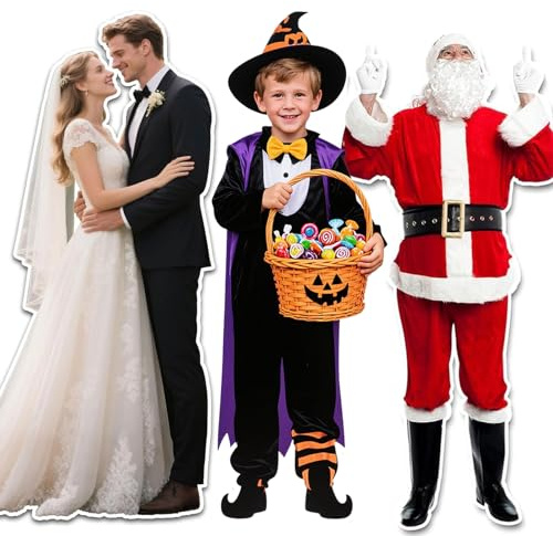 Personalized Life-Size Cardboard Cutout with Stand,1-8FT Personalised Cardboard Cutouts Life Size, Perfect for Wedding, Graduation, Birthday, Party, Anniversary, Halloween,Christmas