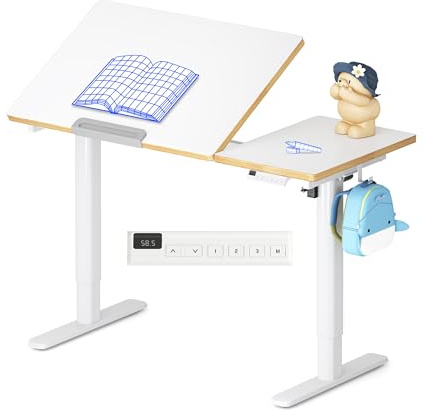 FLEXISPOT Lernschreibtisch höhenverstellbar elektrisch 110 × 52 cm, Weiß