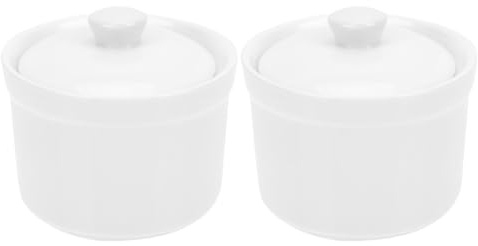 OUNONA 2piezas Olla De Cerámica Para Guisar De Porcelana Blanca Tazón De Cerámica Con Tapa Apto Para Lavavajillas Para Cocinar Sopa Cocina