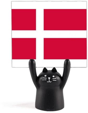 Denmark National Flag EU Country Memo Holder Cartoon Black Cat Stand Decoration