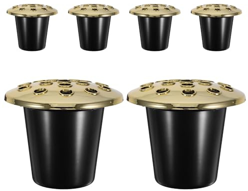 BESTonZON Portafiori per Lapidi in Plastica 16 Fori Vaso per Fiori da Cimitero Base a Loto Set da 6 Pezzi per Composizioni Floreali Commemorative e Decorazioni Esterne per Tombe
